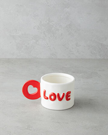 Love More Stoneware Kupa 400 ml Pembe