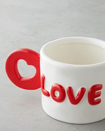 Love More Stoneware Kupa 400 ml Pembe