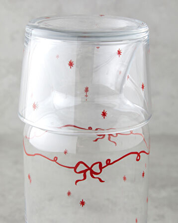 Ribbon Joy Cam Sürahi 700 Ml + 220 Ml Kırmızı