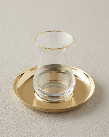 Graceful Çelik 4 Parça 2 Kişilik Çay Seti 140 ml Gold
