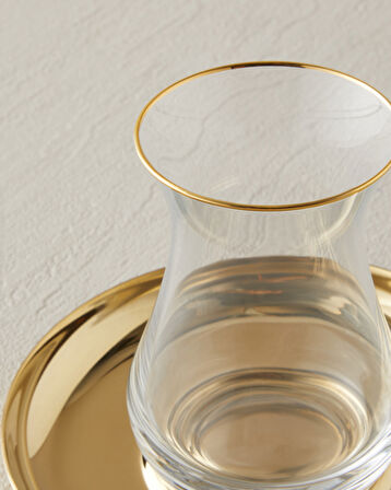 Graceful Çelik 4 Parça 2 Kişilik Çay Seti 140 ml Gold