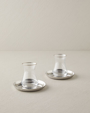 Graceful Çelik 4 Parça 2 Kişilik Çay Seti 140 ml Silver