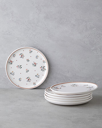 Lamour Seramik 6'lı Pasta Tabağı 20 cm Renkli