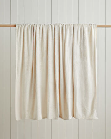 Shiny Lines Floşlu Supersoft Tek Kişilik Battaniye 150x200 cm Krem