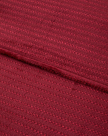 Shiny Lines Floşlu Supersoft Tek Kişilik Battaniye 150x200 cm Koyu Kırmızı