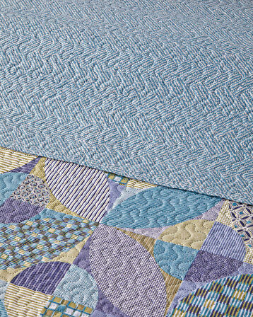 Patch Square Çift Kişilik Çok Amaçlı Örtü 200x220 cm Yeşil