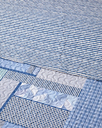 Patch Mosaic King Size Çok Amaçlı Örtü 240x220 cm Mavi