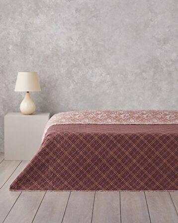 Jacobean Plaid Çift Kişilik Çok Amaçlı Örtü 200x220 cm Bordo