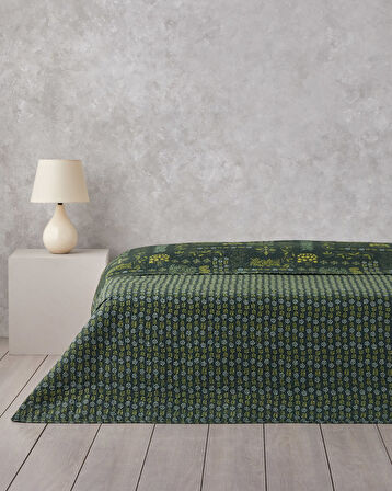 Tendril Bloom Çift Kişilik Çok Amaçlı Örtü 200x220 cm Yeşil
