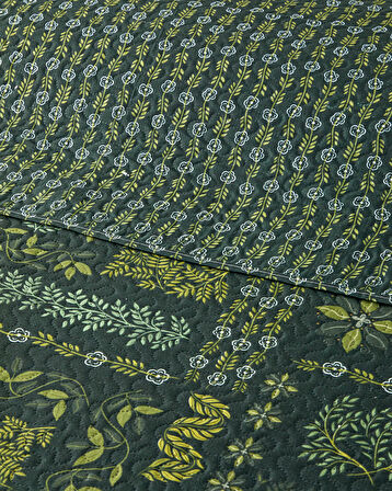 Tendril Bloom King Size Çok Amaçlı Örtü 240x220 cm Yeşil