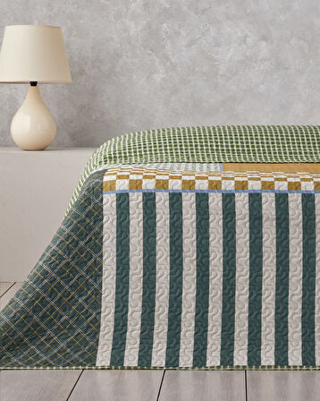 Strada Grid King Size Çok Amaçlı Örtü 220x240 cm Yeşil