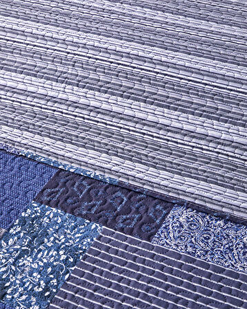 Bleublanc Patch Çift Kişilik Çok Amaçlı Örtü 200x220 cm Mavi