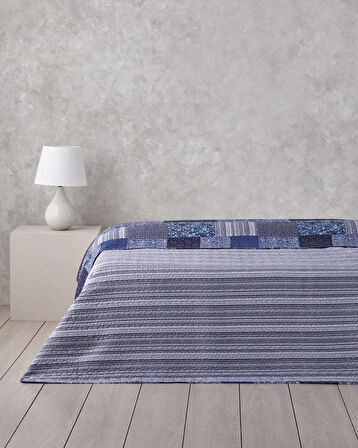 Bleublanc Patch King Size Çok Amaçlı Örtü 240x220 cm Mavi