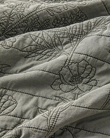 Belle Bloom Tek Kişilik Yatak Örtüsü Takımı 160x220 cm Yeşil