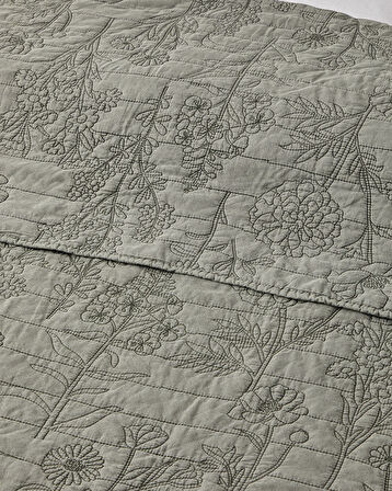 Belle Bloom King Size Yatak Örtüsü Takımı 240x220 cm Yeşil