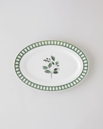 Gardenia Porselen Kayık Tabak 30 cm Yeşil