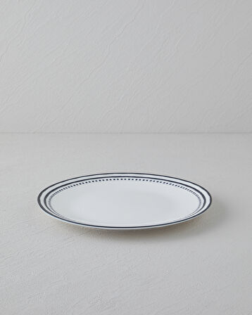 Monarch Porselen Servis Tabağı 25 cm Siyah - Beyaz