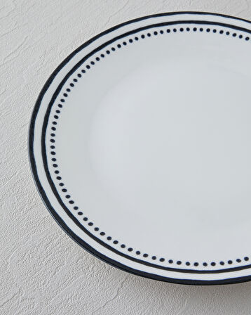 Monarch Porselen Servis Tabağı 25 cm Siyah - Beyaz