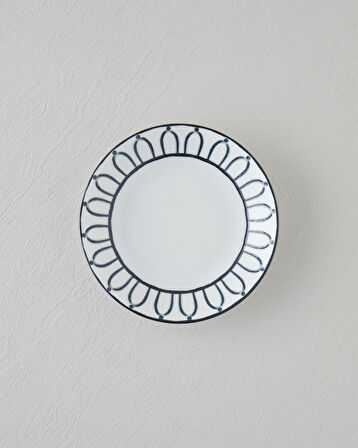 Monarch Porselen Çukur Tabak 19 cm Siyah - Beyaz