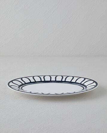 Monarch Porselen Kayık Tabak 30 cm Siyah - Beyaz