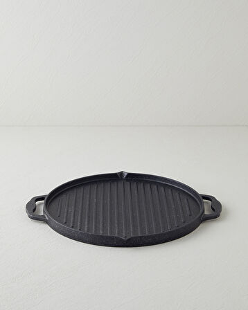Savor Premium Yuvarlak Grill Tava 34 cm Siyah