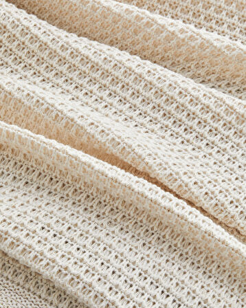 Simple White Koltuk Şalı 130x170 cm Ekru