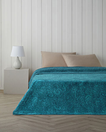 Paisley Dream Pamuklu Tek Kişilik Battaniye 150x200 cm Koyu Yeşil