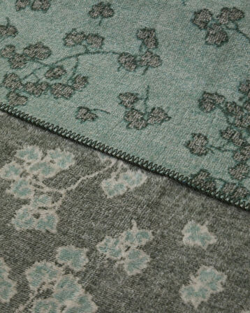 Retro Leaf Pamuklu Tek Kişilik Battaniye 150x200 cm Haki