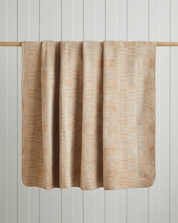 Linear Calm Pamuklu Tek Kişilik Battaniye 150x200 cm Ekru