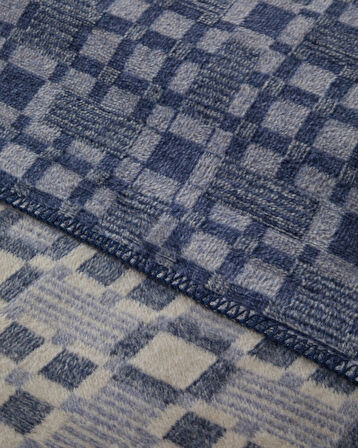 Echo Plaid Pamuklu Tek Kişilik Battaniye 150x200 cm Mavi