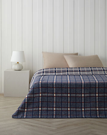 Plaid Tale Pamuk Akrilik Tek Kişilik Battaniye 150x200 cm Lacivert