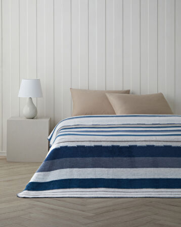 Fancy Line Pamuk Akrilik Tek Kişilik Battaniye 150x200 cm Mavi