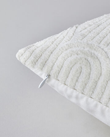 Deluxe Jakarlı Dekoratif Kırlent 35x55 cm Krem