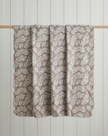 Foliage Pamuk Akrilik Çift Kişilik Battaniye 200x220 cm Çakıl Taşı