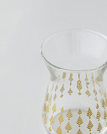 Gold Leaves Cam 6'lı Çay Bardağı 132 ml Şeffaf-Gold