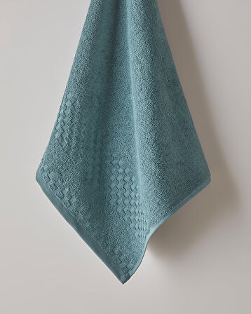 Border Check Pamuk Yüz Havlusu 50x80 cm Petrol