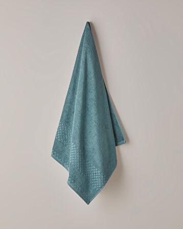 Border Check Pamuk Banyo Havlusu 70x140 cm Petrol