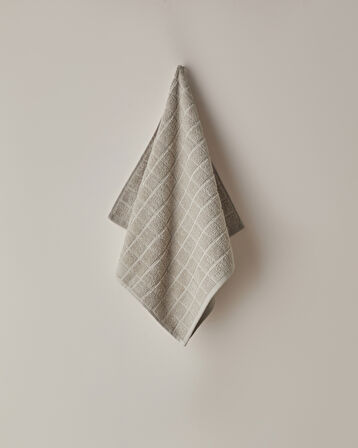 Chequer Pamuk Yüz Havlusu 50x80 cm Bej