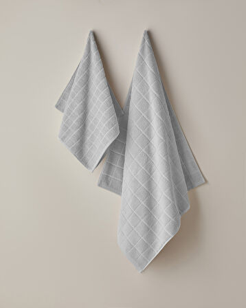 Chequer Pamuk Banyo Havlusu 80x150 cm Gri