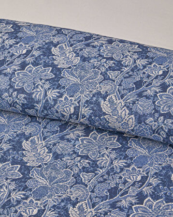 Boho Bloom Pamuk Çift Kişilik Nevresim Takımı 200x220 cm Lacivert