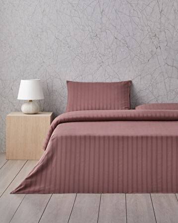 Glossy Kolay Ütülenir Perkal Çift Kişilik Nevresim Takımı 200x220 cm Sisli Mürdüm