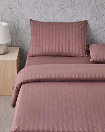 Glossy Kolay Ütülenir Perkal Çift Kişilik Nevresim Takımı 200x220 cm Sisli Mürdüm