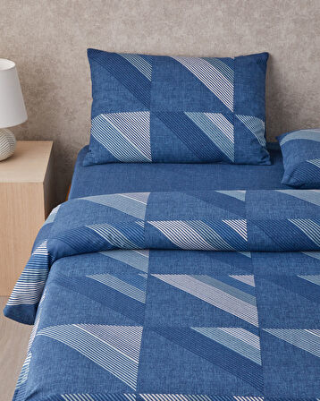 Triangle Flow Kolay Ütülenir Tek Kişilik Nevresim Takımı 160x220 cm Lacivert