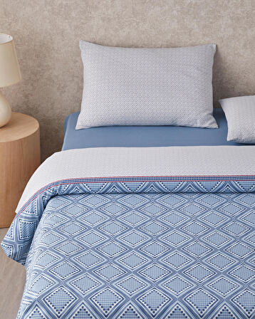 Diamond Twist Kolay Ütülenir Tek Kişilik Nevresim Takımı 160x220 cm Koyu Mavi