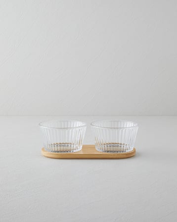 Stria Cam-Bambu 3 Parça Sunumluk 11x6,5 cm Şeffaf