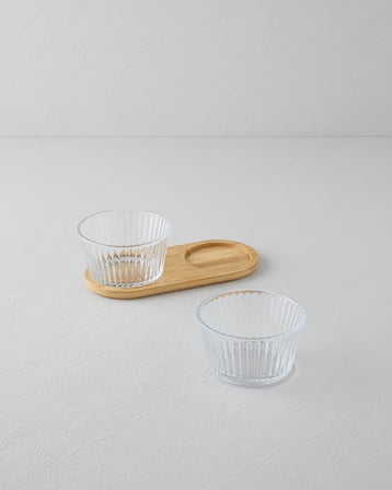 Stria Cam-Bambu 3 Parça Sunumluk 11x6,5 cm Şeffaf