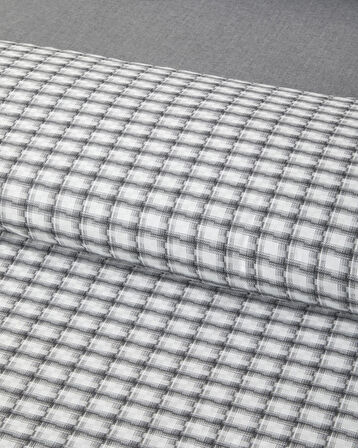 Swirl Check İpliği Boyalı Tek Kişilik Nevresim Takımı 160x220 cm Siyah