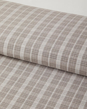 Glen Plaid İpliği Boyalı Tek Kişilik Nevresim Takımı 160x220 cm Koyu Bej