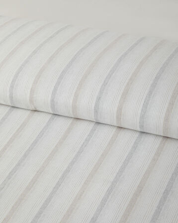 Glint Stripes İpliği Boyalı Tek Kişilik Nevresim Takımı 160x220 cm Bej-Gri