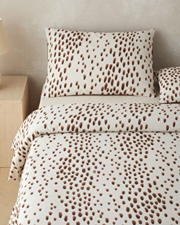 Cheetah Charm Pamuk Çift Kişilik Nevresim Takımı 200x220 cm Kahverengi
